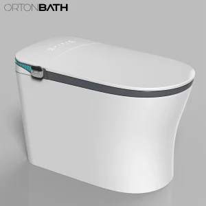 Ortonbaths Smart Touchless One Piece Toilet with Auto Dual Flush UV LED Sterilization Heated Seat Warm Water and Dry Lighting Intelligent Automatic Toilet