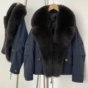 OFTBUY 2025 Parka Winter Real Huge Fox Fur Collar Down Jacket Women
