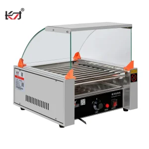 Commercial Hot Dog Rolling Grill Machine Electric Machine with Cover Commercial Grade High Performance Stainless Steel Multifunction Hot Dog Grill