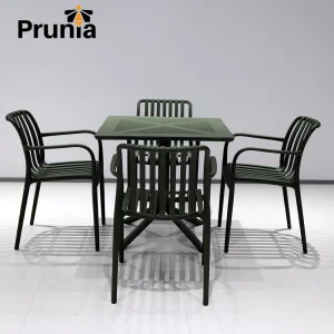 Hot Sale Modern Lightweight Plastic Outdoor Dining Table Sets Square Durable Waterproof Commercial Bistro Cafe Hotel