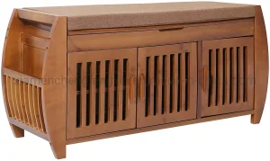 Bamboo Shoe Rack Bench Cabinet Storage Organizer