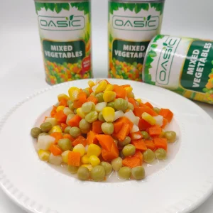 Verduras Mixtas enlatadas BRC HACCP con Zanahorias, Guisantes Verdes, Maíz Dulce 400g Lata Suministro a Granel de Fábrica OEM