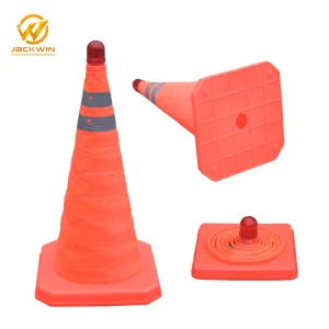 700mm Collapsible Orange Safety Traffic Cone with LED Light