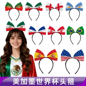 2026 Fi/Fa National Flag Bow Headband Patriotic Hair Accessory for Sports Fans