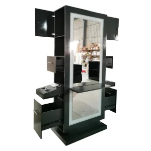 Modern Double Sided LED Barber Mirror Station