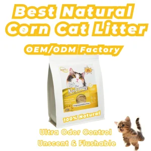 Areia de gato a base de milho absorvente