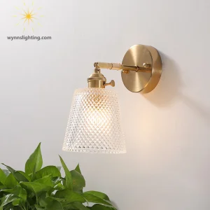 Iron and Glass Wall Lamp Nordic Bedside Light Wall Sconce Modern Decor Lighting for Bedroom