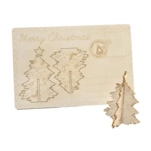 Creative Wooden Postcards Laser Engraved Merry Christmas Tree Crafts for DIY Painting Xmas Decoration