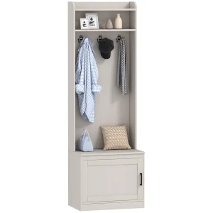 White Rustic Hall Tree Bench