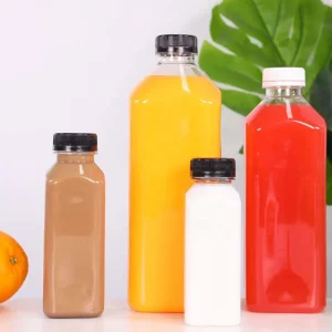 Best Selling Small 500ml 1L Plastic Milk Tea Juice Bottle Clear Food Grade BPA-Free Pet Juice Plastic Bottle with Cap