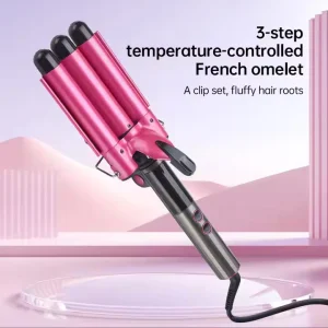 Home Use Three Barrel Ceramic Big Wave Curler Automatic LED Curling Iron