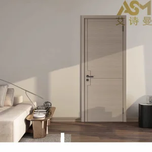 Modern Walnut Color Doors Interior Bedroom Door Handles Luxury Indoor Wooden Door Room Doors Wood Wood Veneer MDF Retro High Quality Wooden Door