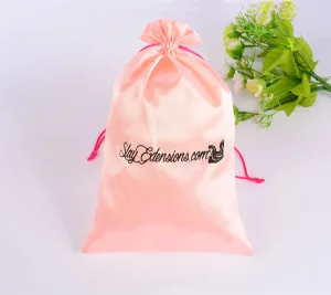 Pink Satin Gift Bag Drawable Silk Gift Pouch