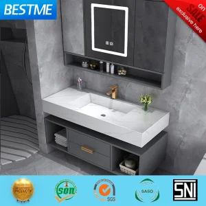 Guangdong Fatctoy ODM LED Smart Mirror Customized Size Sinterstone Basin Bathroom Vanity Cabinet (BY-X8005)