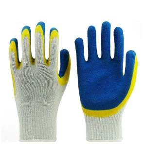 Colorful Wrinkle Latex Coated White Polyester Shell Safety Gloves Mechanic Gloves