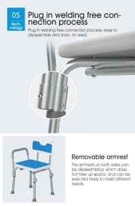 Sturdy Adjustable Shower Bench Chair for Bariatric Support