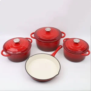 7pcs/4 Pots Enamel Cast Iron Cookware Set Seven-Piece Multi-Function Frying Pan and Stew Pot for Home Kitchen Use