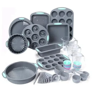 Customizable Silicone Baking Pan Set Includes Cake Molds Baking Sheet Donut Muffin Pan Pack Dishwasher Safe Cups Bakeware Tool