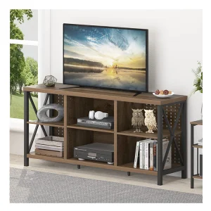 Rustic Farmhouse TV Stand Media Console Storage Cabinet Wood Modern White+Wood Color Adjustable Extendable TV Living Room Dining