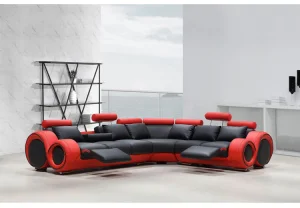 European American Popular High Quality Living Room Sofas Set Furniture Modern Round Arm Reclining Corner Genuine Leather Sofa