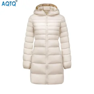Jaquetas Puffer Personalizadas Casacos de Inverno com Capuz Quentes e Resistentes à Água para o Frio Casaco Puffer Leve com Capuz de Comprimento Médio para Mulheres