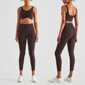 Conjunto de Roupas Ativas para Mulheres, Top Esportivo Ecológico, Leggings de Yoga, Roupas de Exercício, Fitness, Conjuntos de Yoga