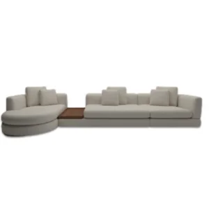 Italian Minimalist Wabi-Sabi Style All-Leather Multi-Seater Living Room Furniture Sofa