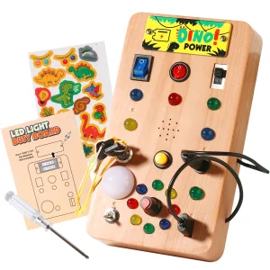 Montessori Busy Board with LED Light Switches Sensory Toys Light up Switch Travel Toys for Baby Toddler