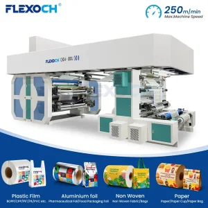 High-Speed 4 6 Color Non Woven Bag Paper Cup PP Woven Sack Ci Roll to Roll Flexo/Flexographic/Flexography Printing Machine 250m/Min