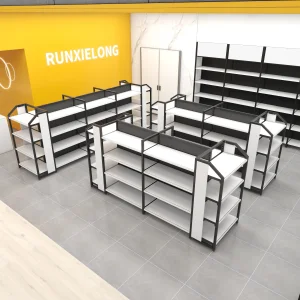 Supermarket Rack Lightweight Wooden Metal Display Shelf