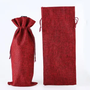 Custom Logo Wine Gift Bags Jute Drawstring