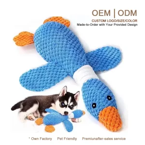 Eco-Friendly Indestructible Durability-tested Chew Squeaky Plush Colorful Duck Dog Toys for Small Medium Large Breeds Puppies