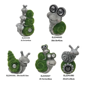 Whimsical Solar Snail Statues
