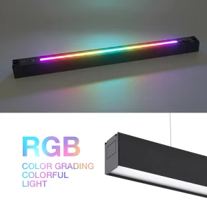 LONYUNG Customized ETL CE Smart RGB Linear Hanging Light Project 0-10V CCT Dimmable Aluminum up and Down Pendant Linear Light