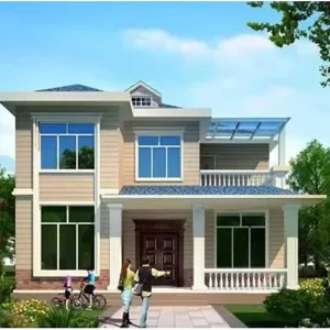 Casa prefabricada de lujo de varios pisos, ensamblaje rápido, villa de estructura de acero ligero en venta