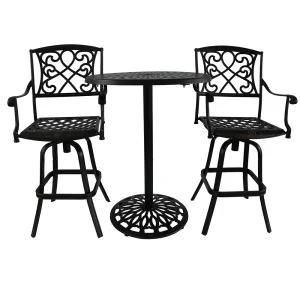 New Design Brown Cast Aluminum Outdoor Bistro Bar Set