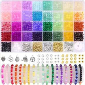 6mm 40-Grid 1435pcs Glass Bead Bracelet Kit