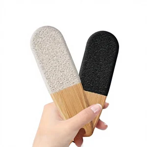 Double-Sided Pumice Foot Rasp Wood Handle-Portable Professional Durable Pedicure Tool for Exfoliating Skin Removal Callus