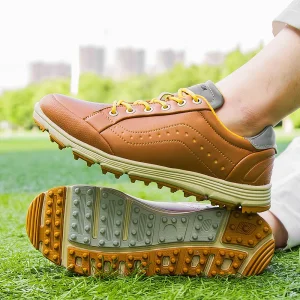 Mens Black Dingless Golf Shoes Design with Cotton Lining Breathable Golf Training Sneaker