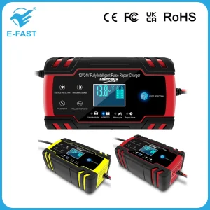 Portable 12V 24V Car AGM Lead Acid Battery Charger with LCD Display