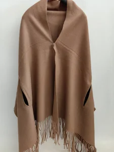 Cashmere Wool Armhole Trimed Shawl
