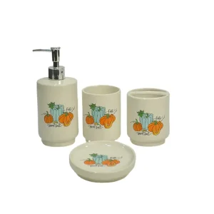 Cheap Fall Pumpkin Pattern Ceramic Bathroom 4-Piece Set Company, Companies