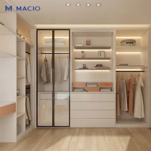 MACIO Modern Luxury Wooden Bedroom Wardrobe Furniture Custom Closet Large Capacity Storage Walkin Closet Modern Design Wardrobe