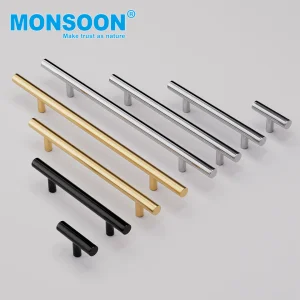Modern Furniture Cabinet Door Hardware Decorative Cupboard Dresser Chrome Knob Hollow Tubular Long Stainless Steel T Bar Pull Cabinet Handles for Kitchen