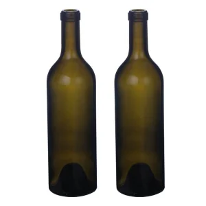 China 750 ml Antique Green Glass Claret Wine Bottles Cork Finish Manufacturer, Supplier