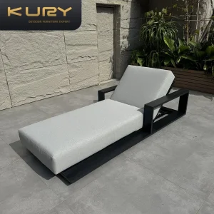 Modern Luxury Aluminum Furniture Sun Lounger Outdoor Home Patio Chaise Lounge Black Metal Sun Beds Beach Lounger