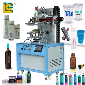 LC Automatic Screen Printing Machine for Bubble Tea Cups, Plastic Cups &amp; Glass Bottles Rotary Flatbed Printer for Cylindrical Containers