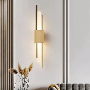 Nordic Gold Modern LED Warm White Iron Acrylic Wall Lamp with Frosted White Shade for Home Office Hotel Bedroom Living Room