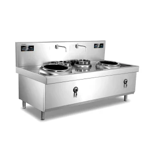 400mm Double Burner with Two Basin Non Stick Induction Wok