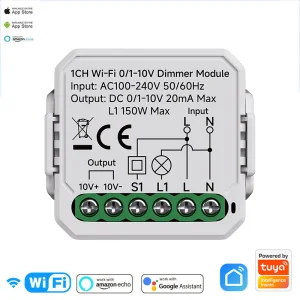 0/1-10V Tuya Smart WiFi Zigbee LED Dimmer Controller Voice Control 150W Max Load Push Dimmer Smart Life APP Control 100-240V
